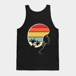 Retro Afro Sunset | Black Woman Afro Art Tank Top